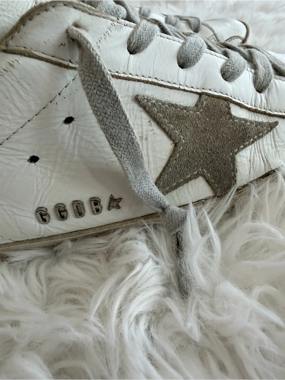 Golden Goose White with Silver Star Low-Top Sneakers Size 37 US 7